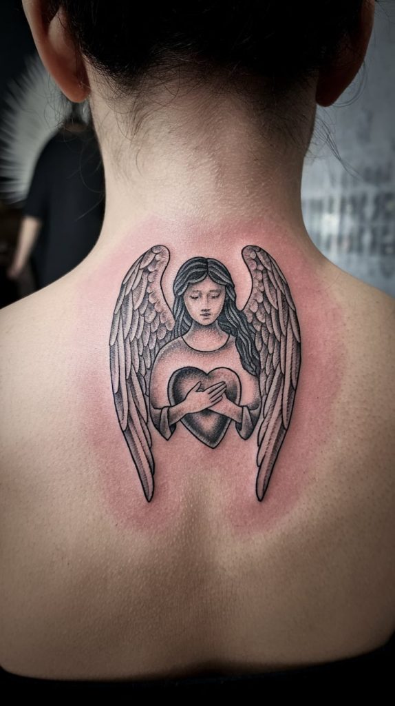 angel neck tattoo