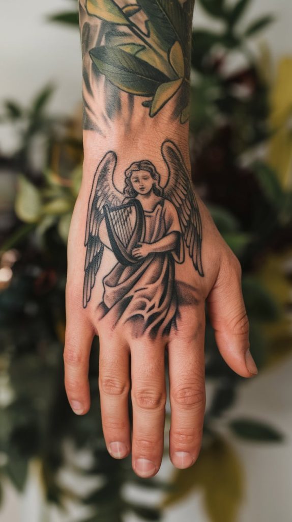 angel sleeve tattoo