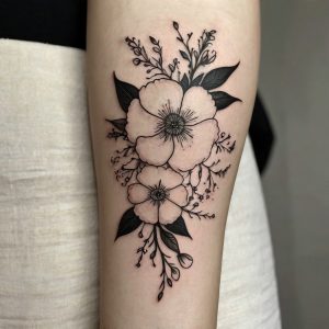 april birth flower tattoo black and white