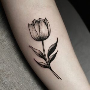 august birth flower tattoo black and white