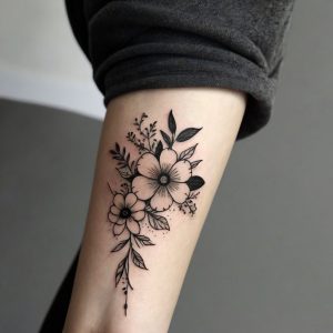 black and white daisy flower tattoo