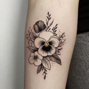 black and white flower tattoo