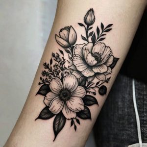 black and white flower tattoo designs