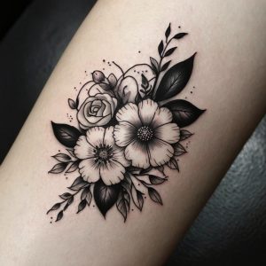 black and white flower tattoos