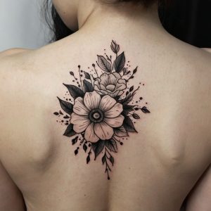 black and white hibiscus flower tattoo