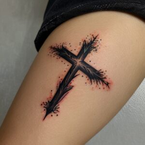 cross tattoo with rose designs