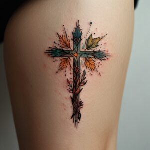 crosses with roses designs for tattoos