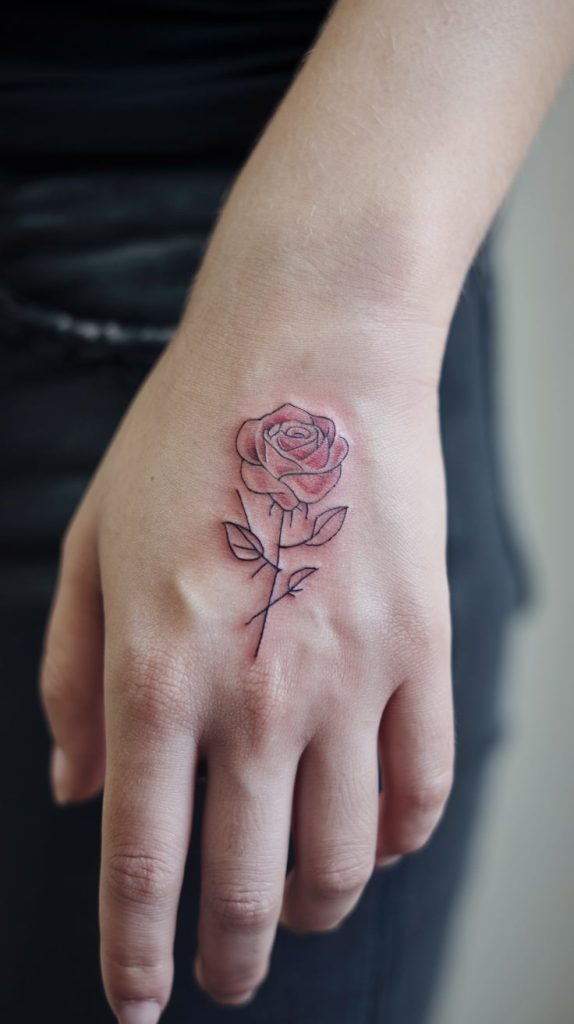 feather tattoo on hand for girl