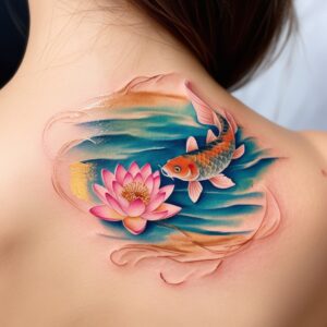 japanese koi fish and lotus flower tattoo sleeve