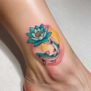 japanese koi fish with lotus flower tattoo designs