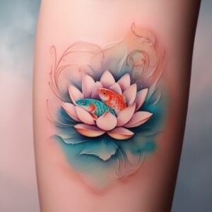 japanese lotus koi fish tattoo design