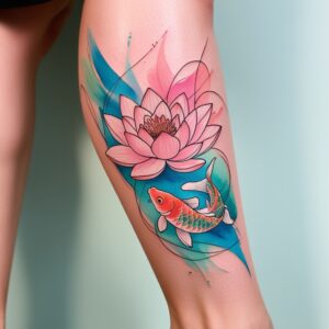 koi fish and lotus flower tattoo