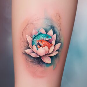 koi fish and lotus flower tattoo designs