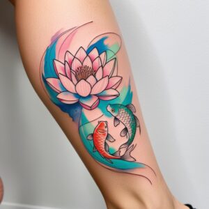 koi fish and lotus tattoo