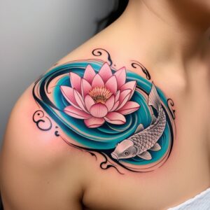 koi fish and lotus tattoo designs