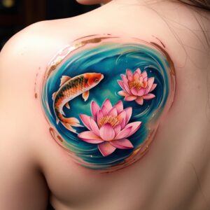 koi fish lotus flower tattoo designs