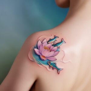 koi fish with lotus tattoo