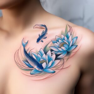 lotus and koi fish tattoo