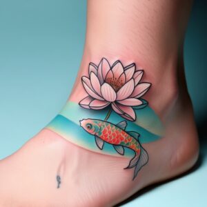 lotus flower tattoo with koi fish