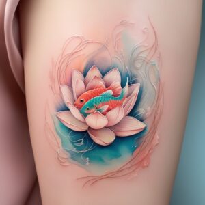 lotus flower with koi fish tattoos