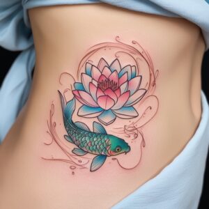 lotus flower yin yang koi fish tattoo