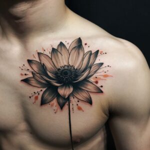 Flower Chest Tattoo for Male