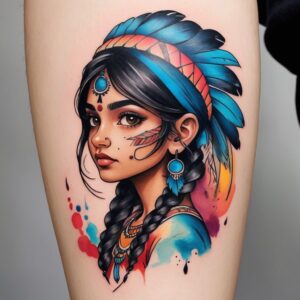 american indian girl dream catcher tattoo