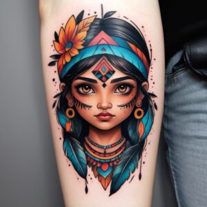 american indian girl tattoo