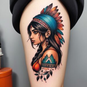 american traditional tattoo indian girl