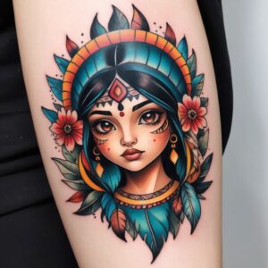 beautiful indian girl tattoo design