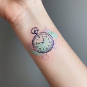 birth double clock tattoo designs