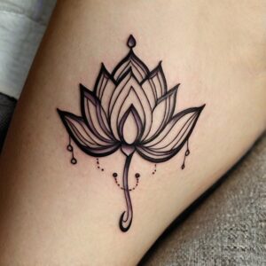 black and grey lotus flower tattoo designs