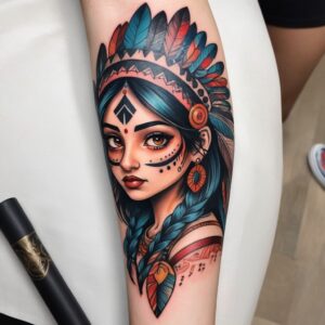 black indian girl tattoo