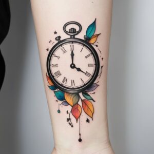 clock and compass tattoo designs