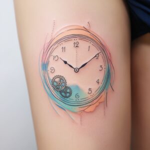 clock and skull tattoo designs