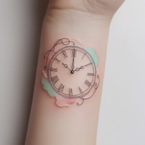 clock stairs tattoo design