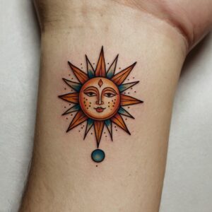 color sun tattoo designs