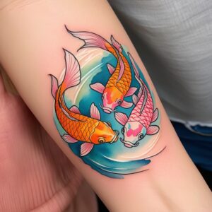 colored japanese koi fish tattoo design