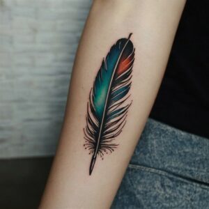 colorful feather tattoo designs