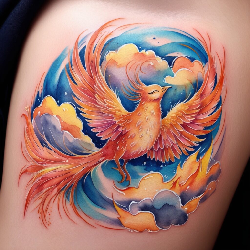 colorful phoenix tattoo designs