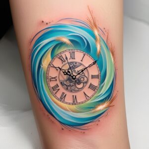 design eye clock tattoo drawing