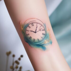 eye clock rose tattoo design