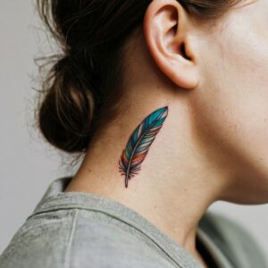 feather with birds tattoo design