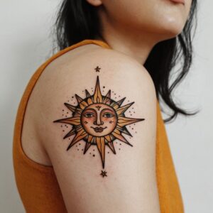 fire sun tattoo designs