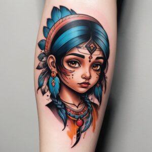 girl captured my indian with tattoos