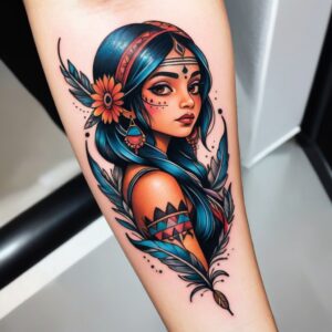 girl face indian tattoo drawings