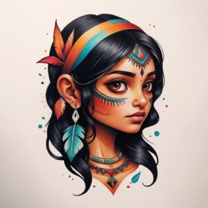 girl indian dead american traditional tattoo