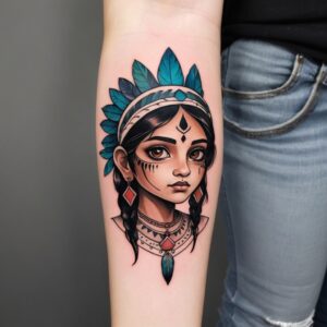 girl indian head tattoo