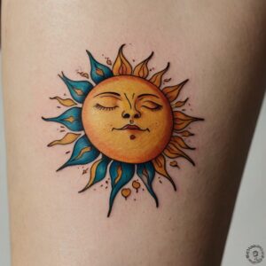 half sun half moon tattoo designs