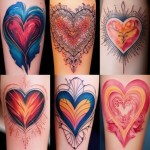 heart and flower tattoo designs